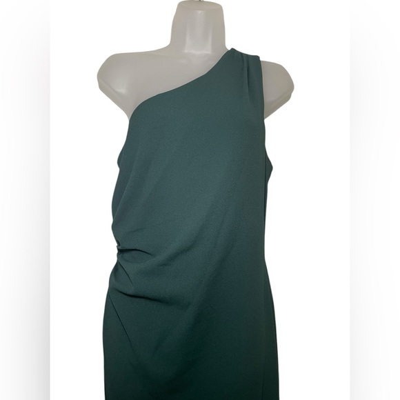 Sachin & Babi New Emerald Green Cece One Shoulder Gown Size 10 | Stretch Crepe - Picture 5 of 6